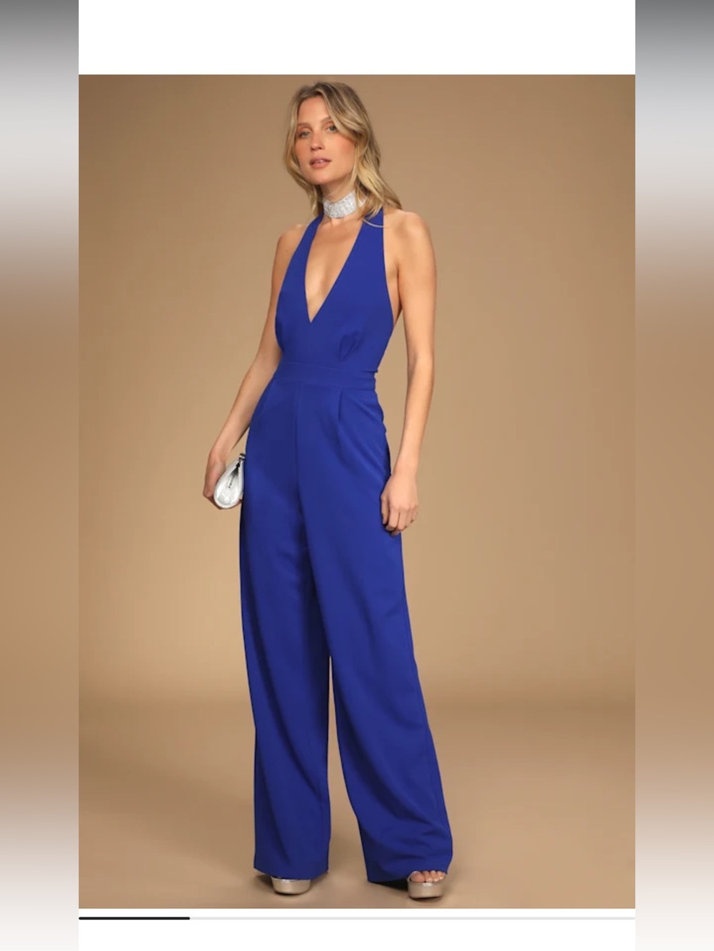 Diva Moment Royal Blue Halter Wide-Leg Jumpsuit
